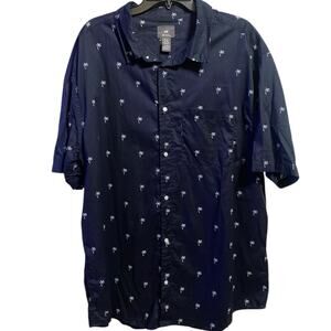 H&M Short Sleeve Button Down Navy Shirt XXL